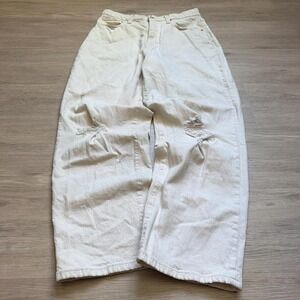 28x27 White Wide Leg Balloon Parachute Jeans Y2K Baggy Vintage 2000s